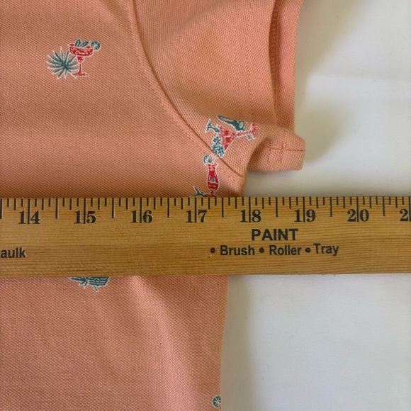 Columbia PFG South Sand Point Peach Print Polo Shirt Size Small Fish & Cocktails - Picture 12 of 13